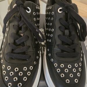 Michael Kors Black Leather Eyelet Sneakers